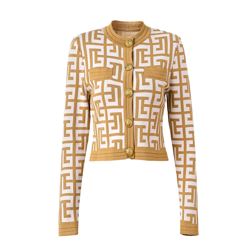 Pre Order:  Luxury Jacquard Knitted Slimming Cardigan