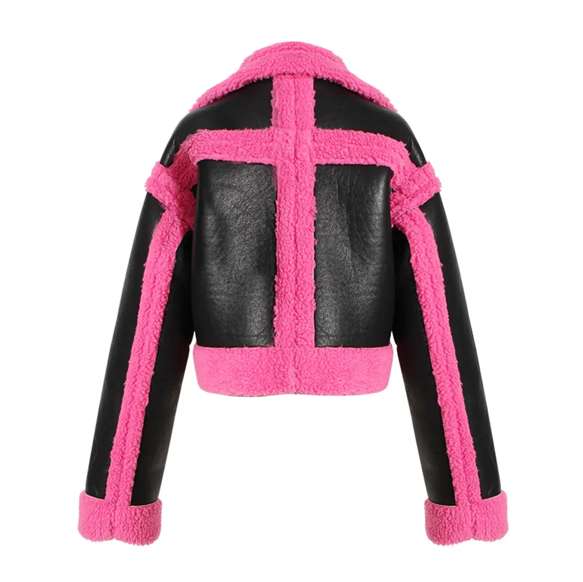 Pre Order:  Spliced Faux Fur Cropped Jacket