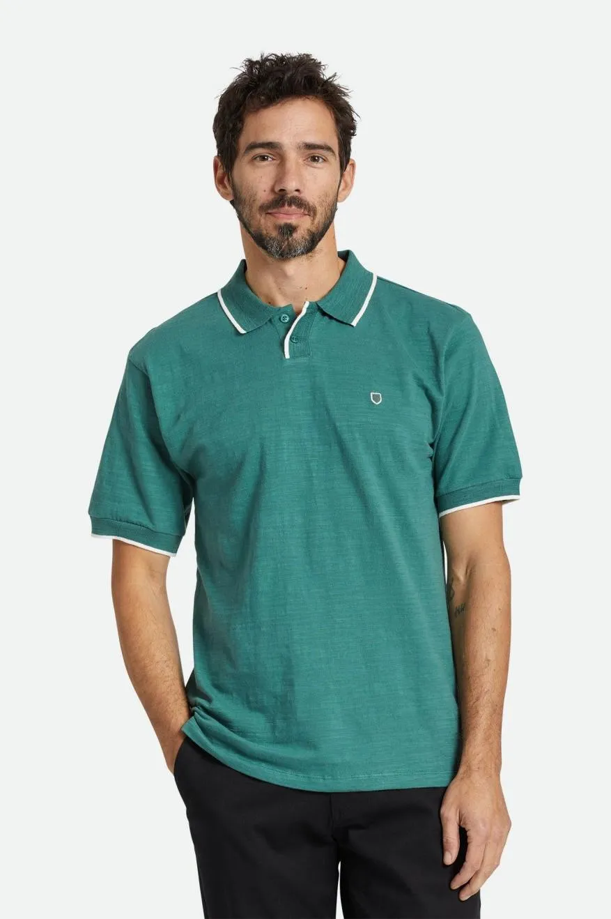 Proper Slub S/S Polo - Spruce/Off White