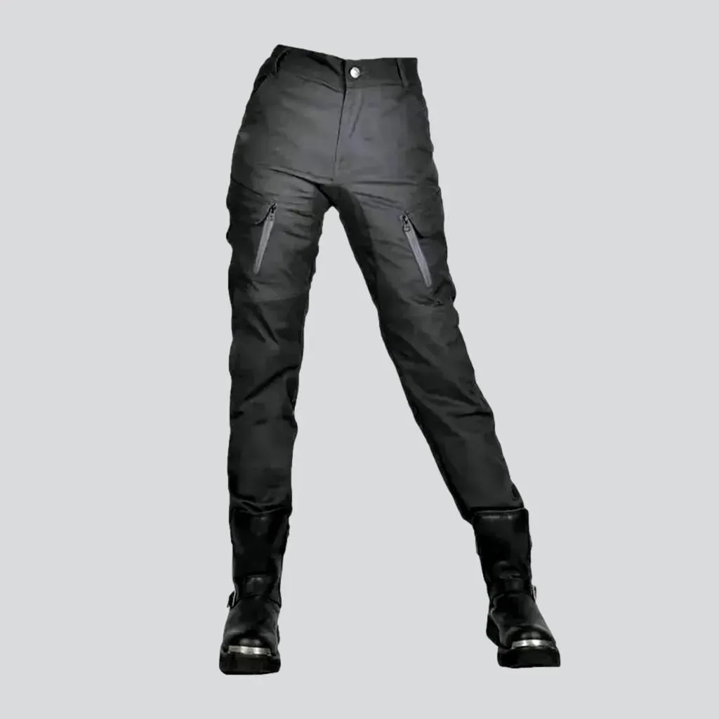 Protective grey biker denim pants