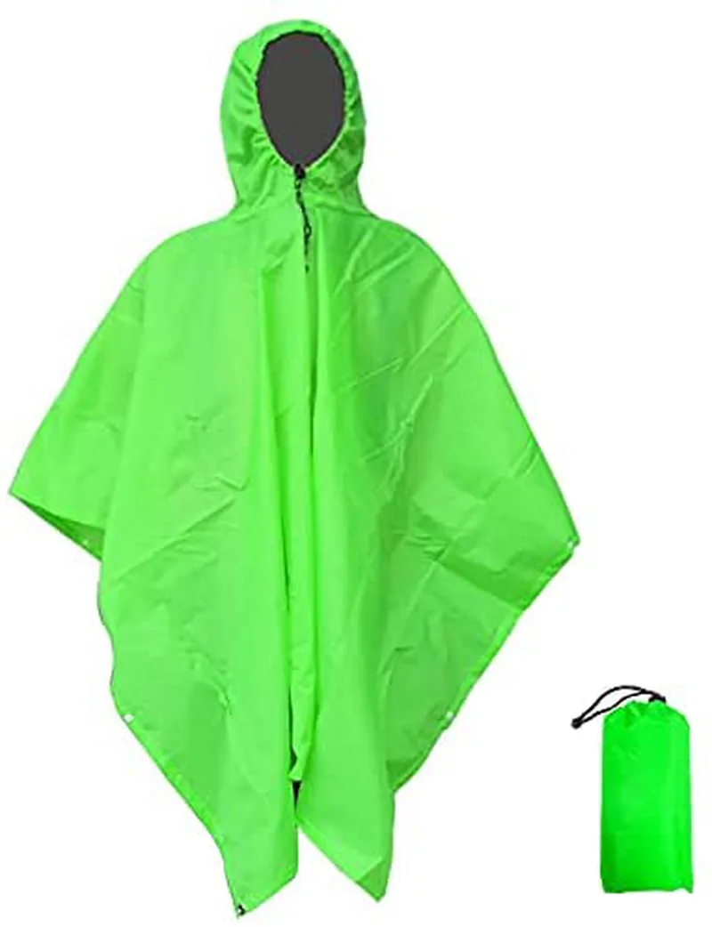 QIANQUHUI Camouflage Waterproof Rain Poncho Lightweight Reusable Hiking Hooded Coat Jacket for Outdoor Activities