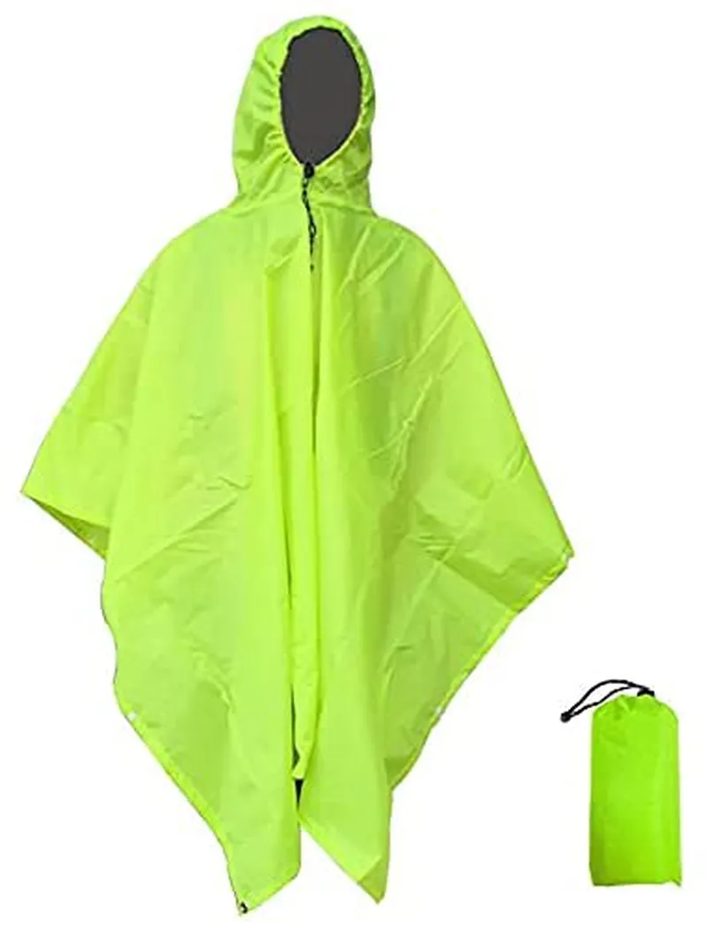 QIANQUHUI Camouflage Waterproof Rain Poncho Lightweight Reusable Hiking Hooded Coat Jacket for Outdoor Activities