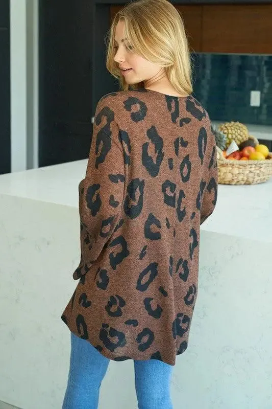 "Cape"able Cardigan " Animal Print Oversized Bell Sleeve Cardigan