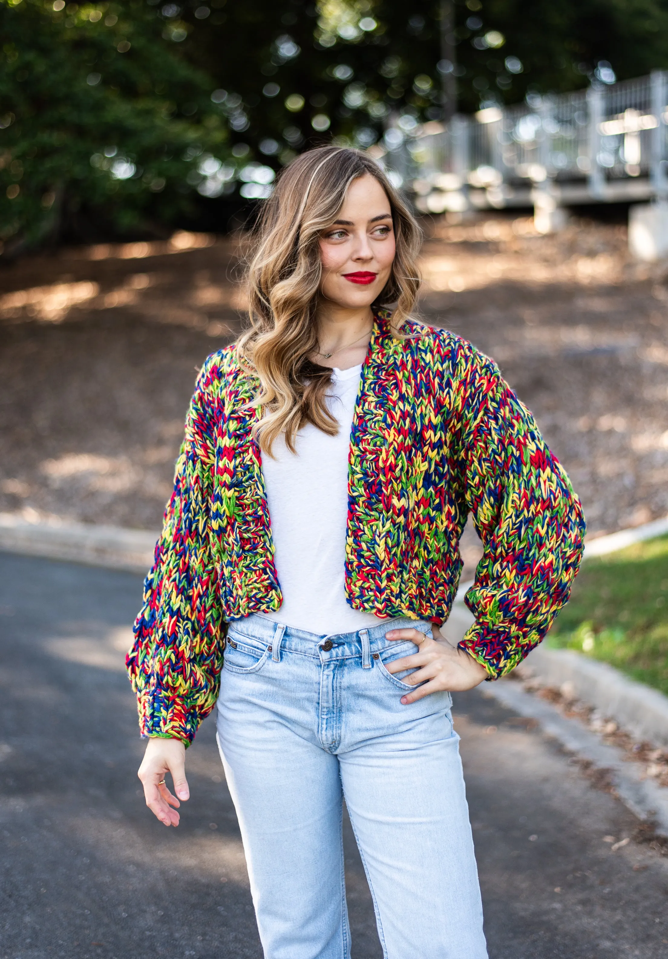 Rainbow Handmade Cardi |  Yellow