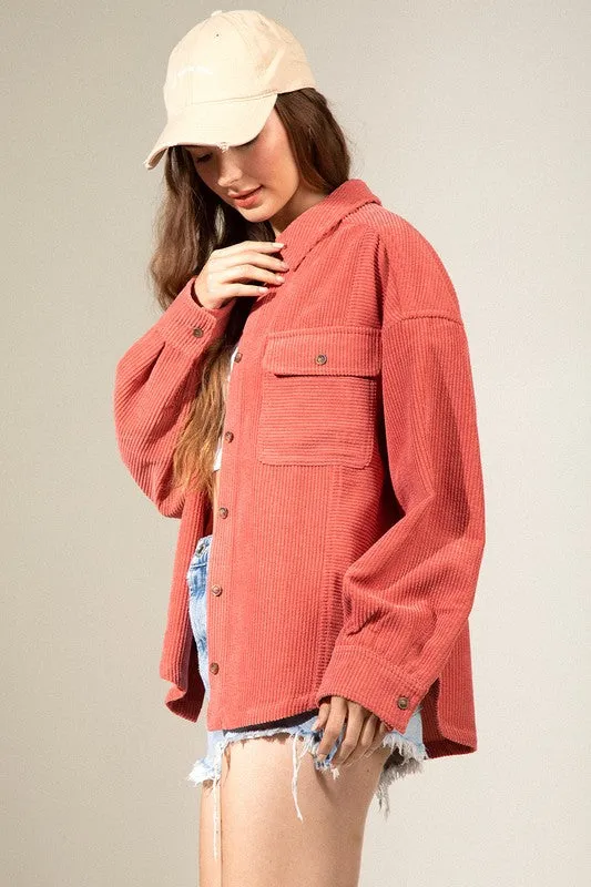 Raven Back Shirring Corduroy Jacket