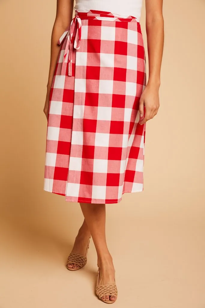 Red Gingham Capri Wrap Skirt