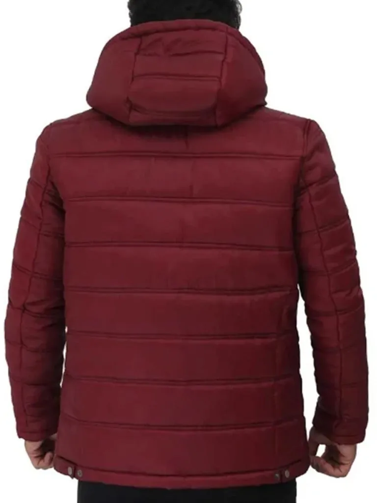 Red Hooded Style Puffer Jacket