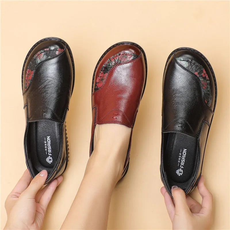 Retro-chic Slip-on Vegan Leather Round Toe Loafer Shoes