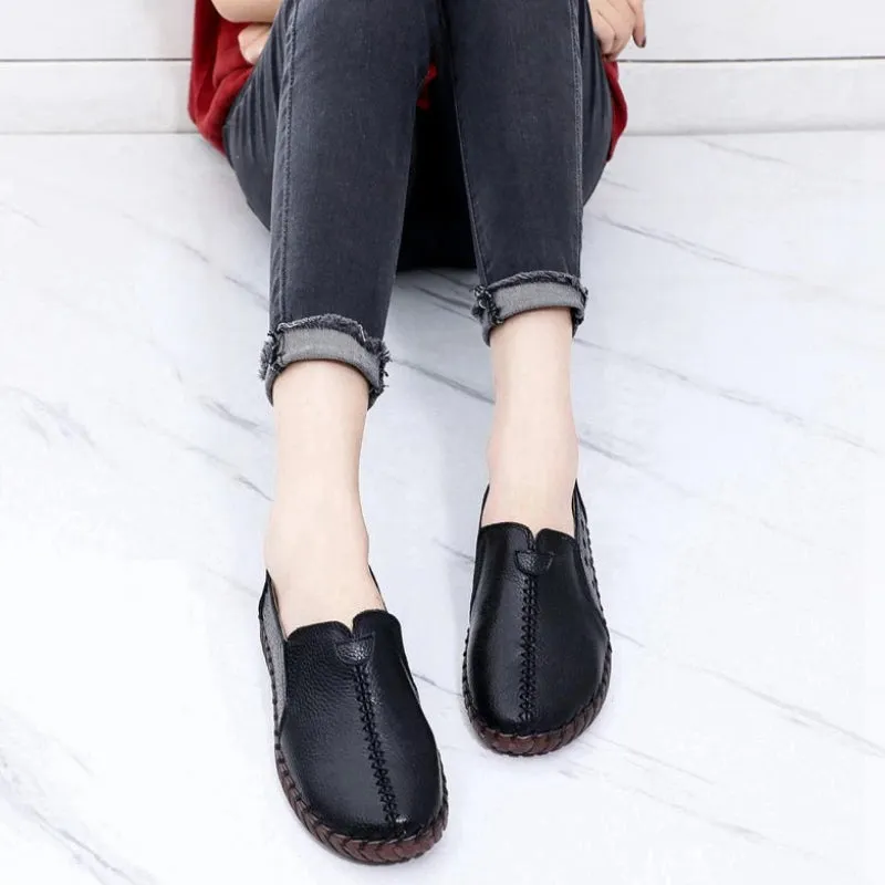 Retro-chic Slip-on Vegan Leather Round Toe Loafer Shoes