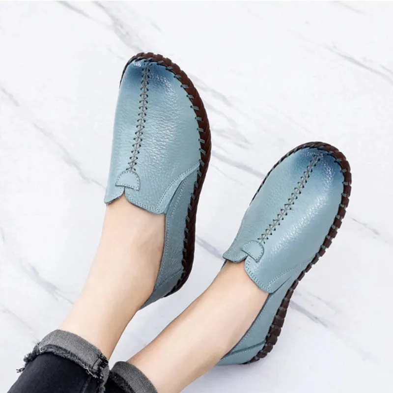 Retro-chic Slip-on Vegan Leather Round Toe Loafer Shoes