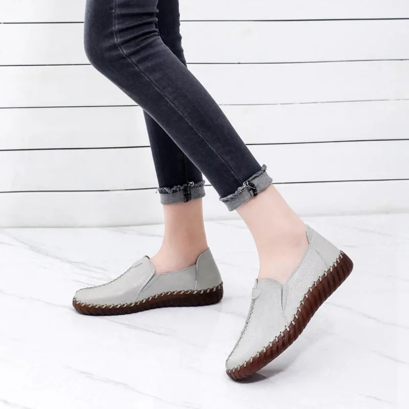 Retro-chic Slip-on Vegan Leather Round Toe Loafer Shoes