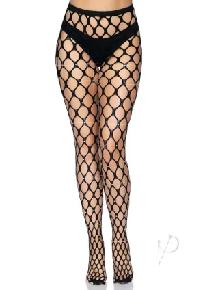 Rhinestone Jumbo Pothole Tights Os Black