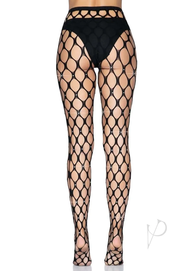 Rhinestone Jumbo Pothole Tights Os Black