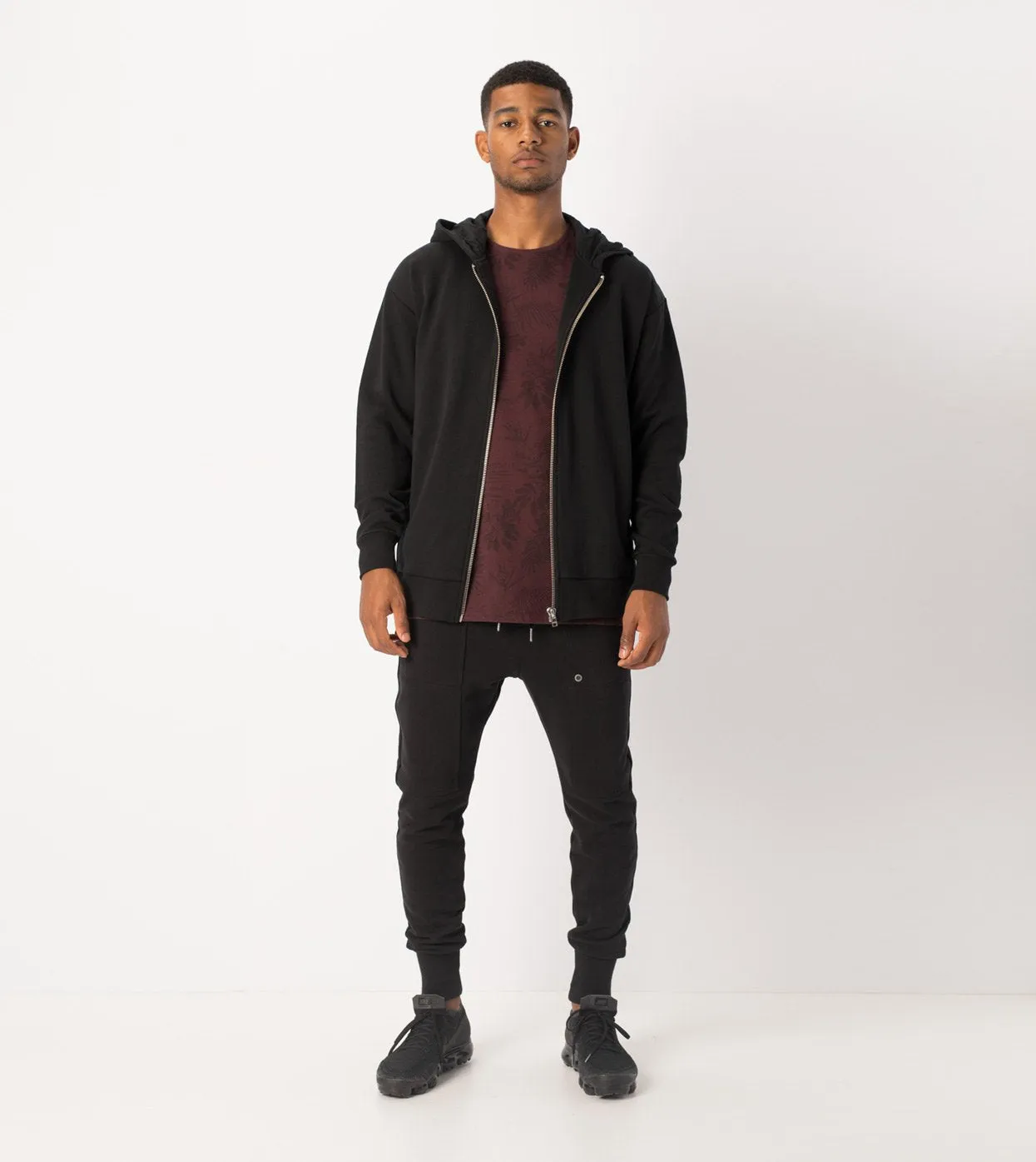 Rugger Zip Hood Sweat Black - Sale