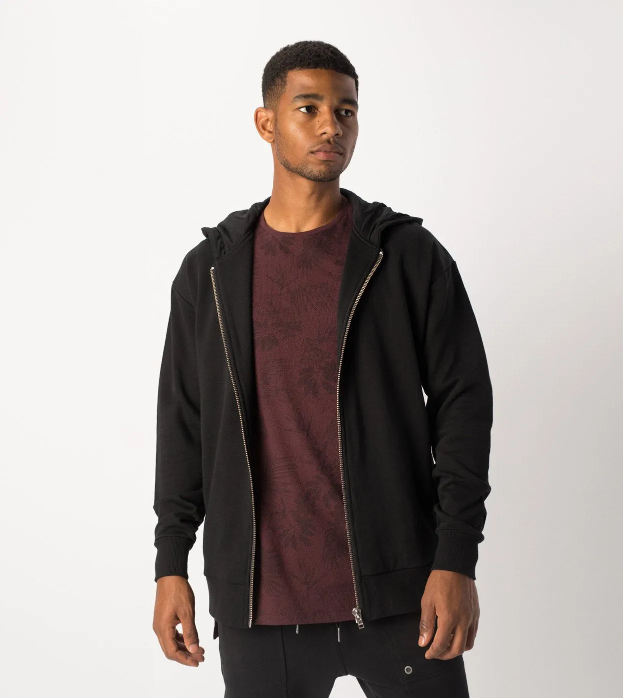 Rugger Zip Hood Sweat Black - Sale