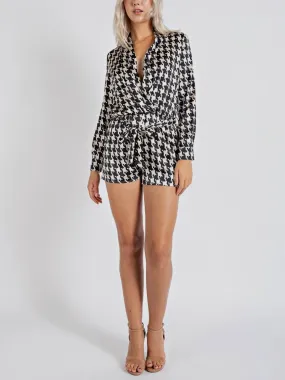 Satin Houndstooth Romper