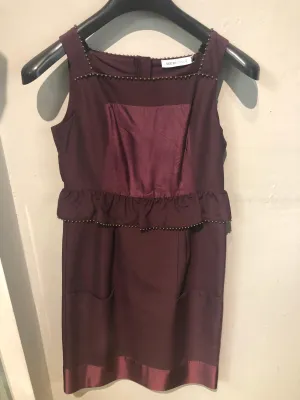 See by Chloe cotton/silk mix claret dress with beading & pockets UK size 8