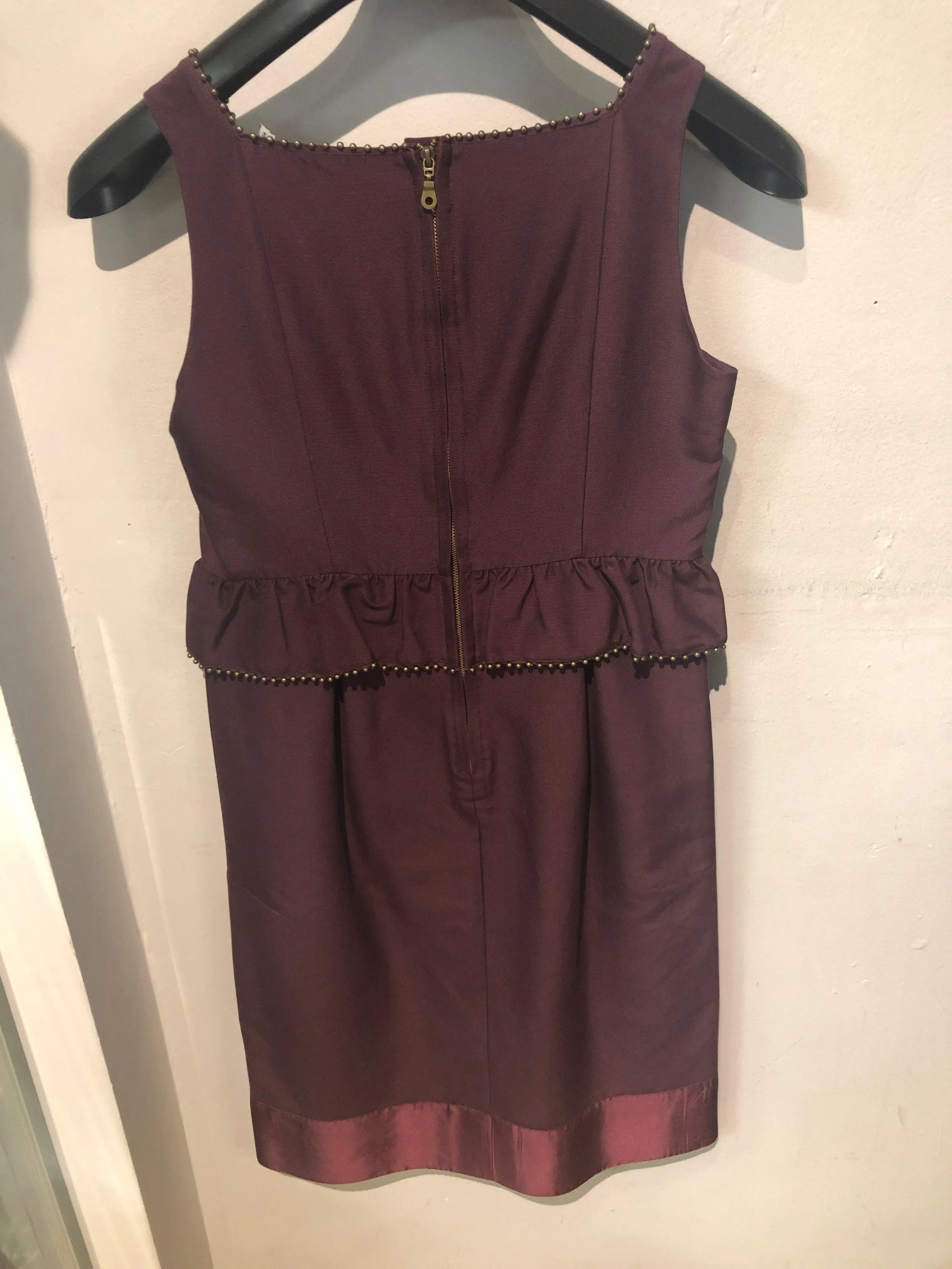 See by Chloe cotton/silk mix claret dress with beading & pockets UK size 8