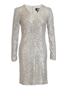 Sequins V-Neck Seqion Shirt Dress