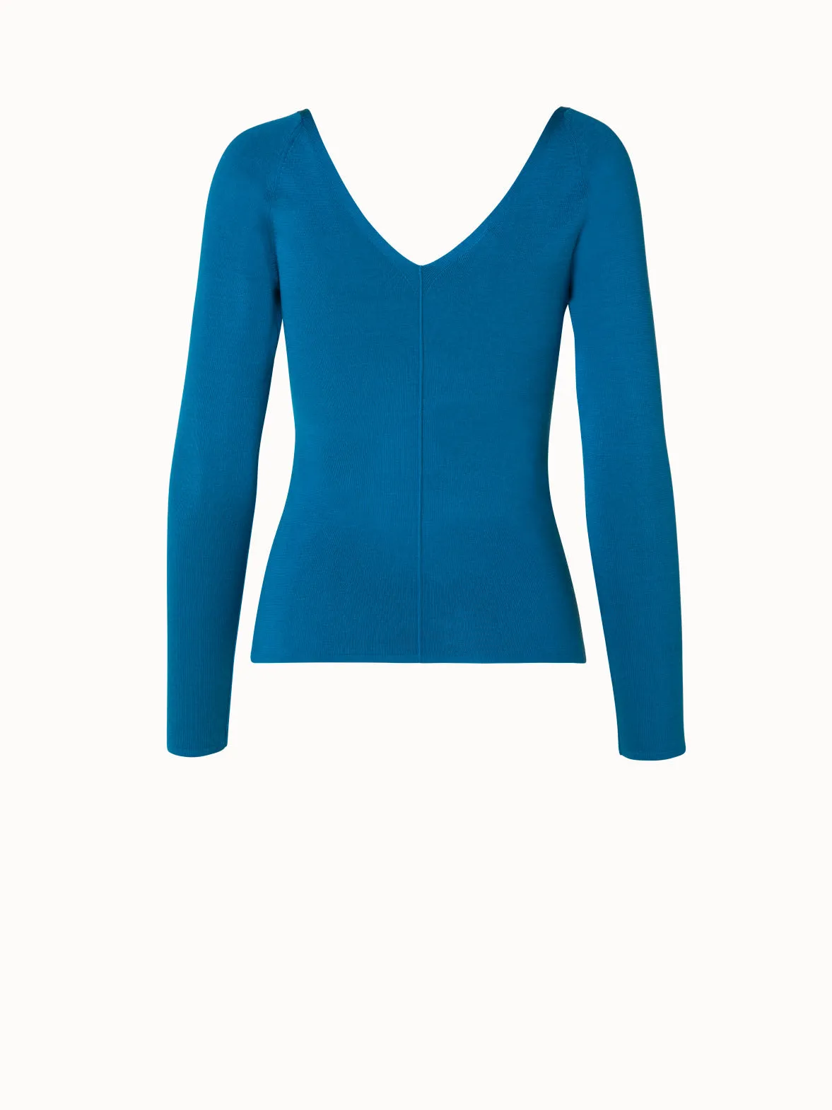 Silk Stretch V-neck Knit Pullover