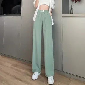 Silky Casual Draping High-Waisted Drape Feeling Loose-Fit Thin Straight Leg Pants