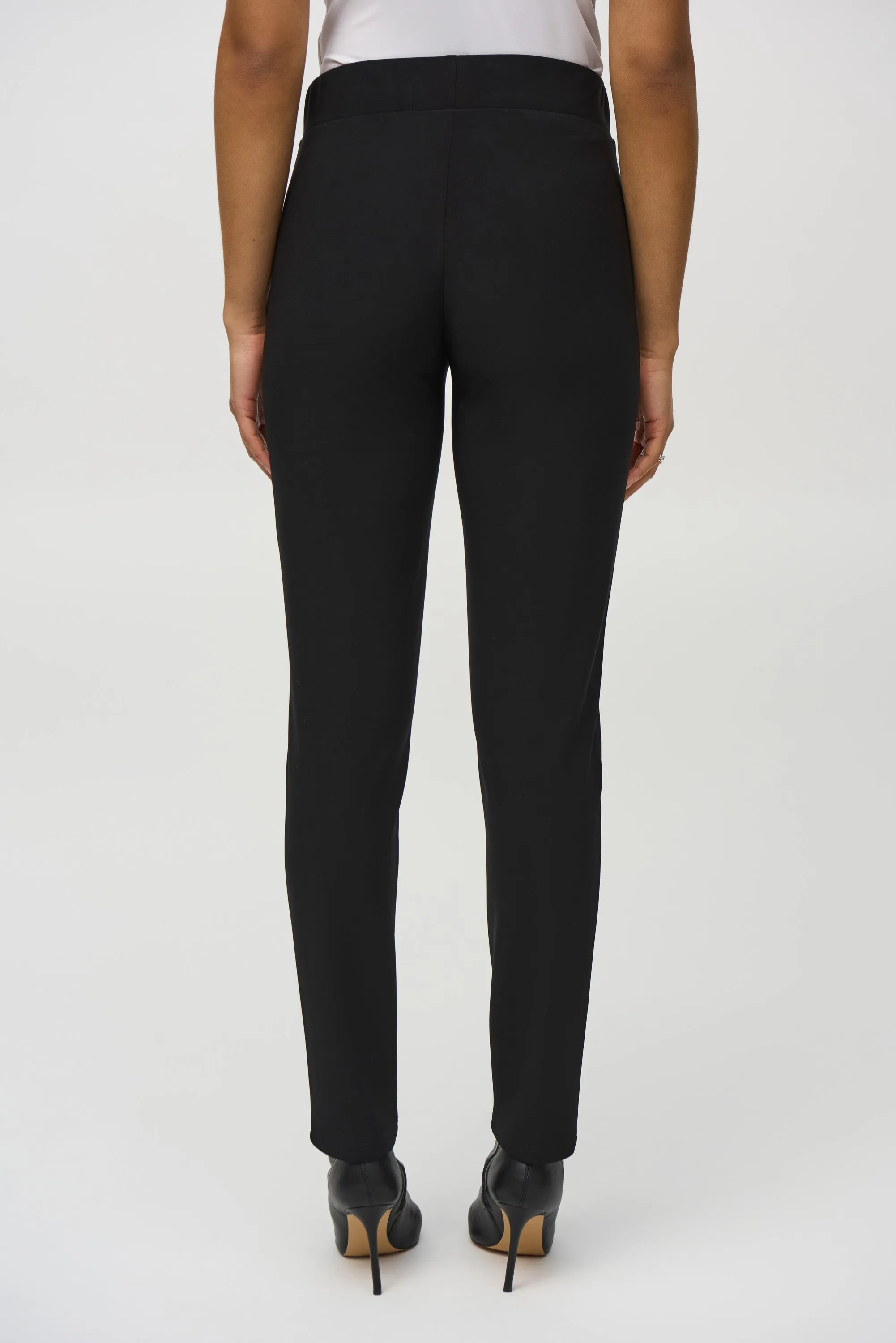 Silky Knit And Leatherette Slim Fit Pants
244143