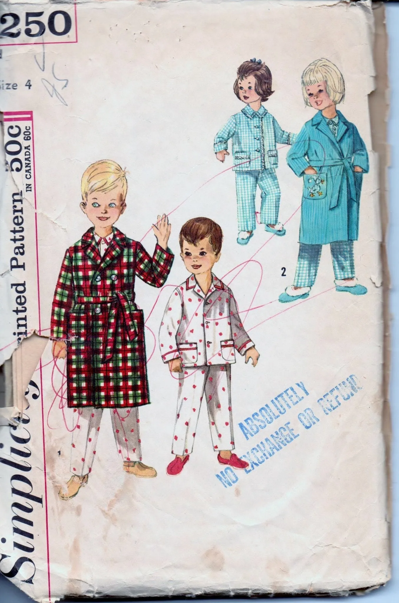 Simplicity 4250 Children's Robe Pajamas PJ's Boy Girl Vintage 1960's Sewing Pattern