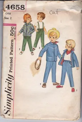 Simplicity 4658 Vintage Pattern Toddler Western Pants Jacket Kerchief 1960's