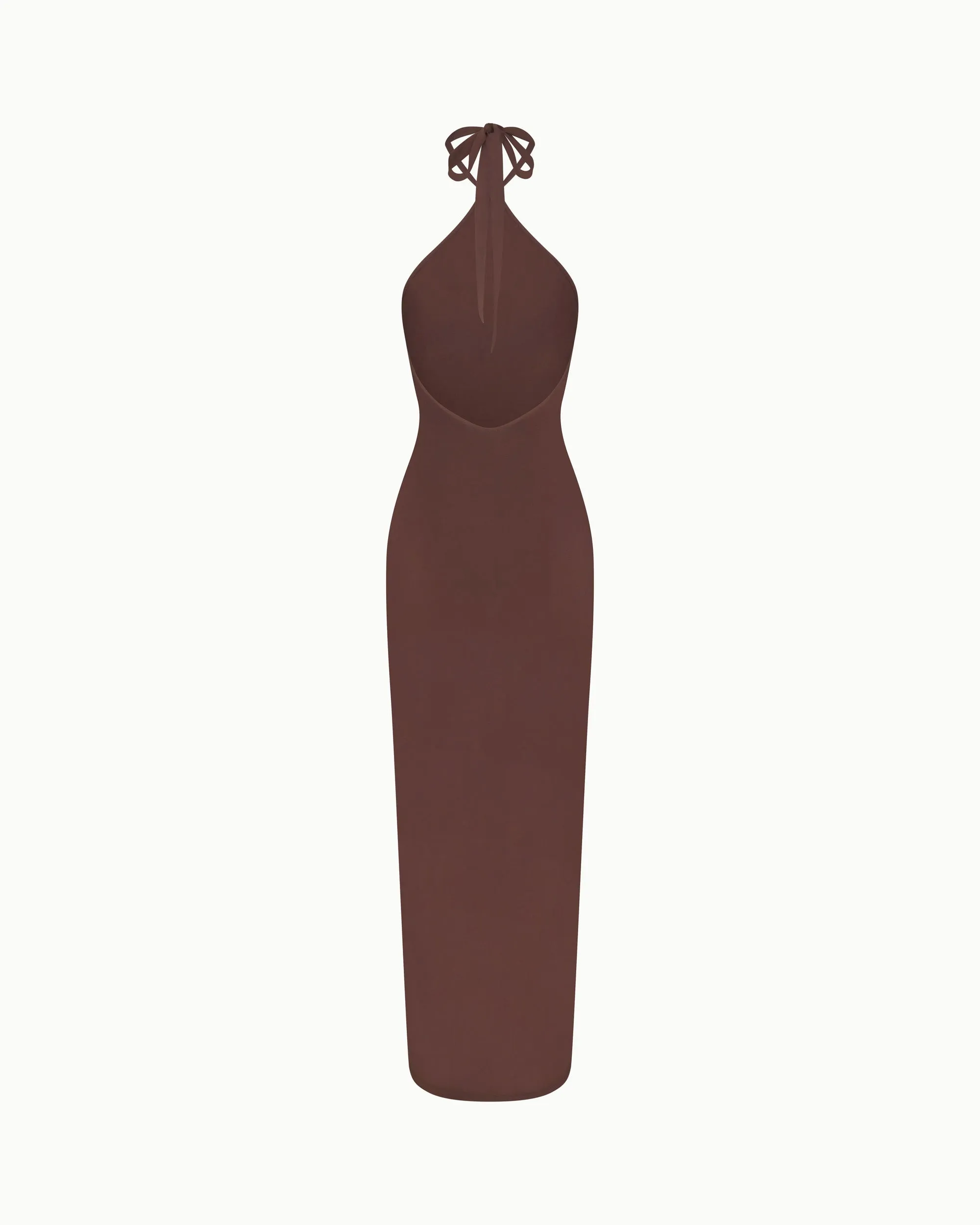 Soft Stretch Halter Maxi Dress | Chocolate