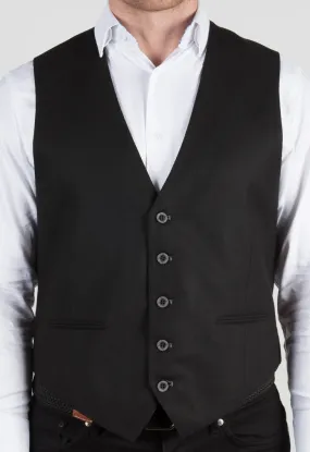 Solid Black Formal Vest, Multi Grey Patterned Back (Big & Tall)