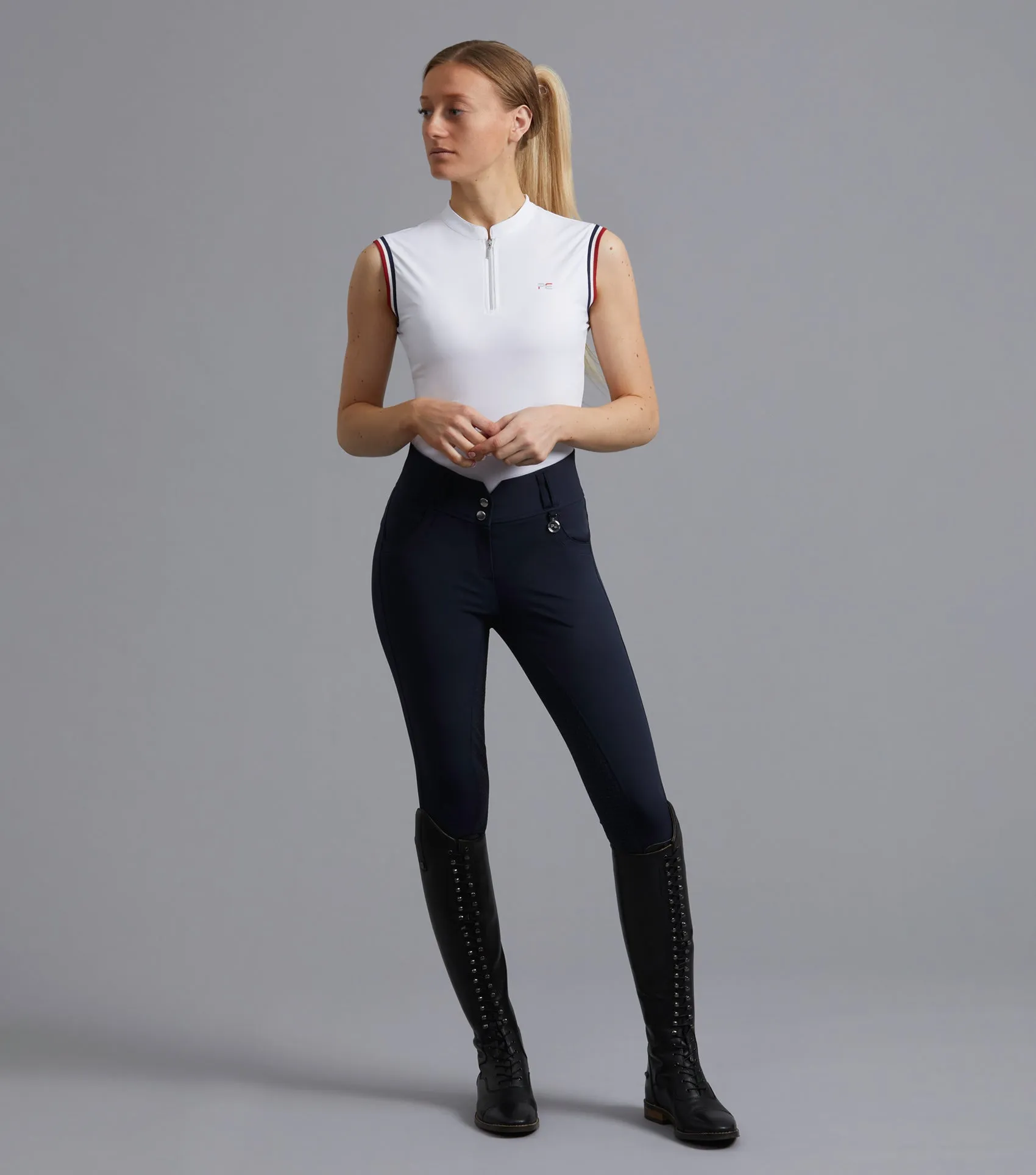 Sophia Ladies Full Seat High Waist Riding Breeches Navy