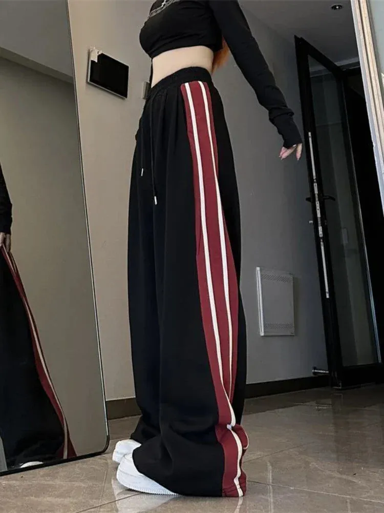 Sports Pants For Women Hop Streetwear Vintage Stripe Wide Leg Pants