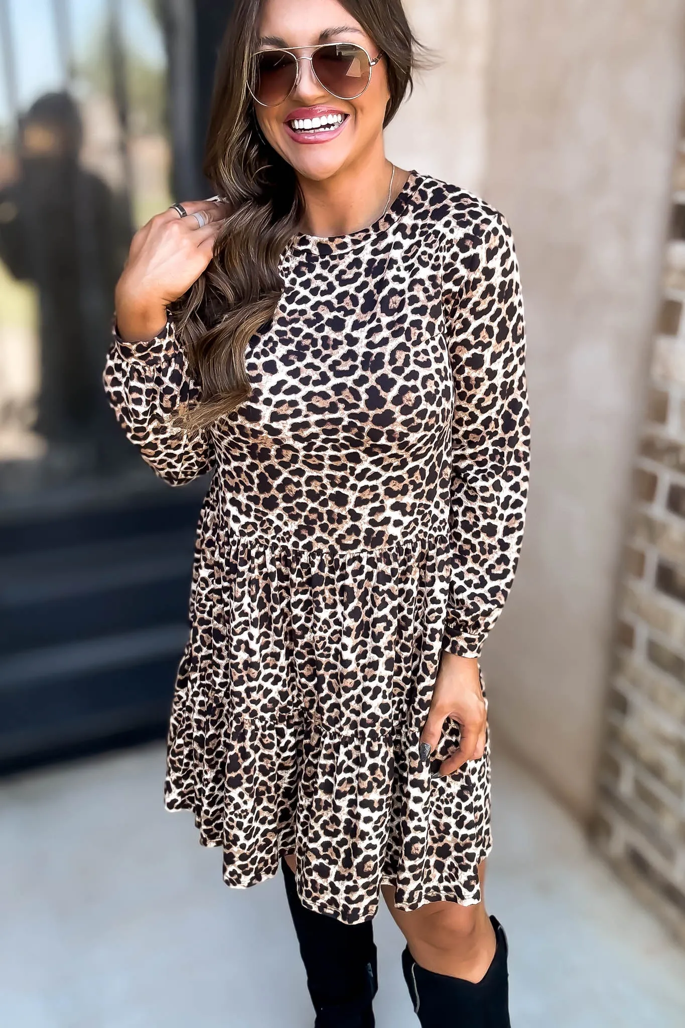 Spotted Leopard Knit Dress