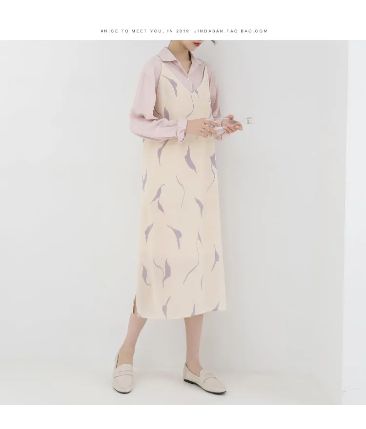 spring new Korean version of the Japanese fresh sling in the long dress