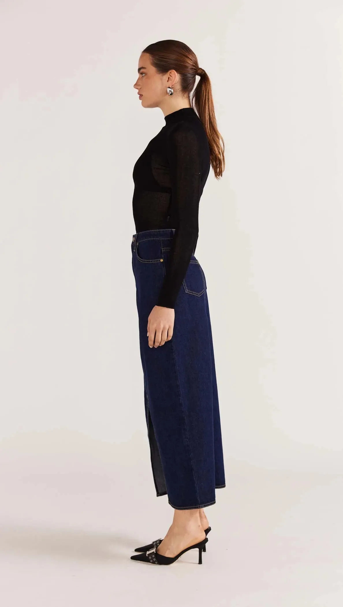 Staple the Label - Vara Denim Midi Skirt