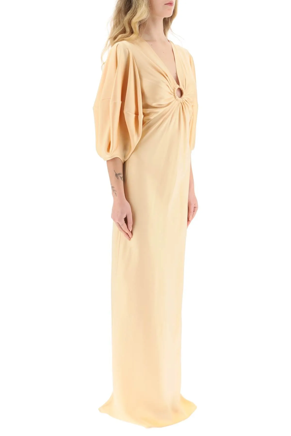 Stella mccartney satin maxi dress with cut-out ring detail