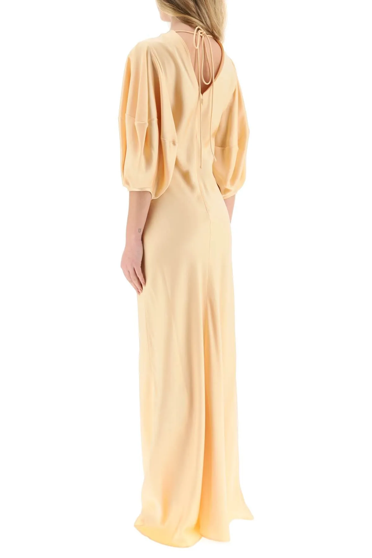 Stella mccartney satin maxi dress with cut-out ring detail