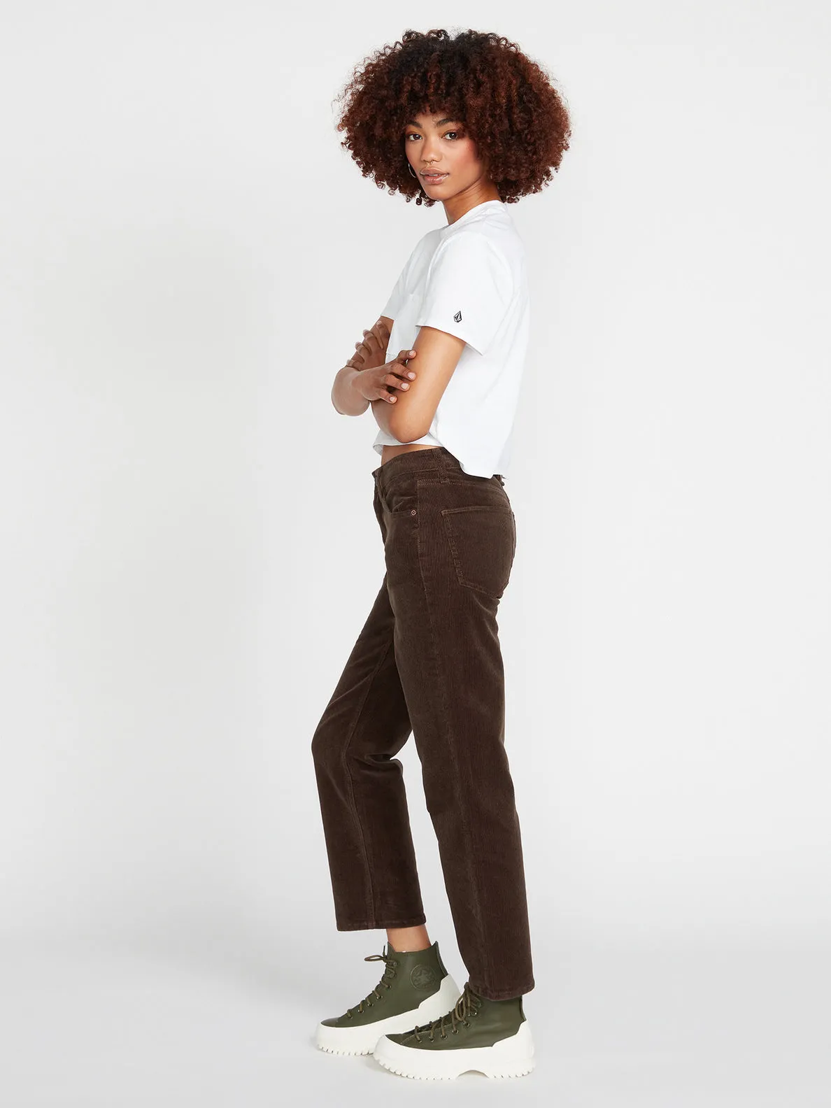 STONED STRAIGHT CORDUROY JEANS - ESPRESSO