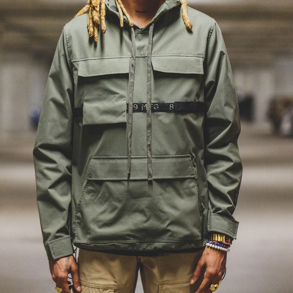 Strapped Up Rip Stop Utility Anorak Jacket Olive