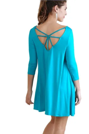 Strappy Back Detail Dress, Turquoise