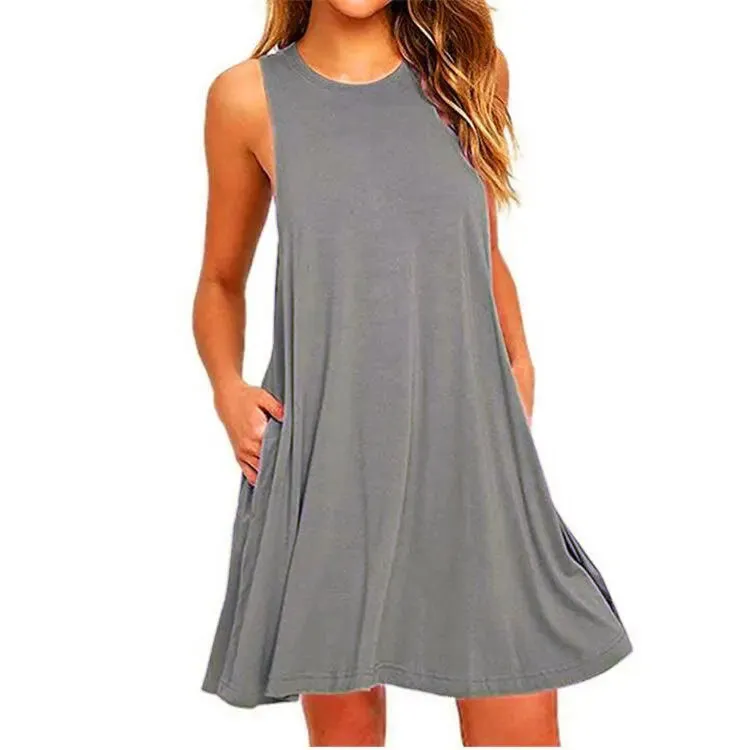 T-Shirt Dresses Beach Cover Up With Pockets