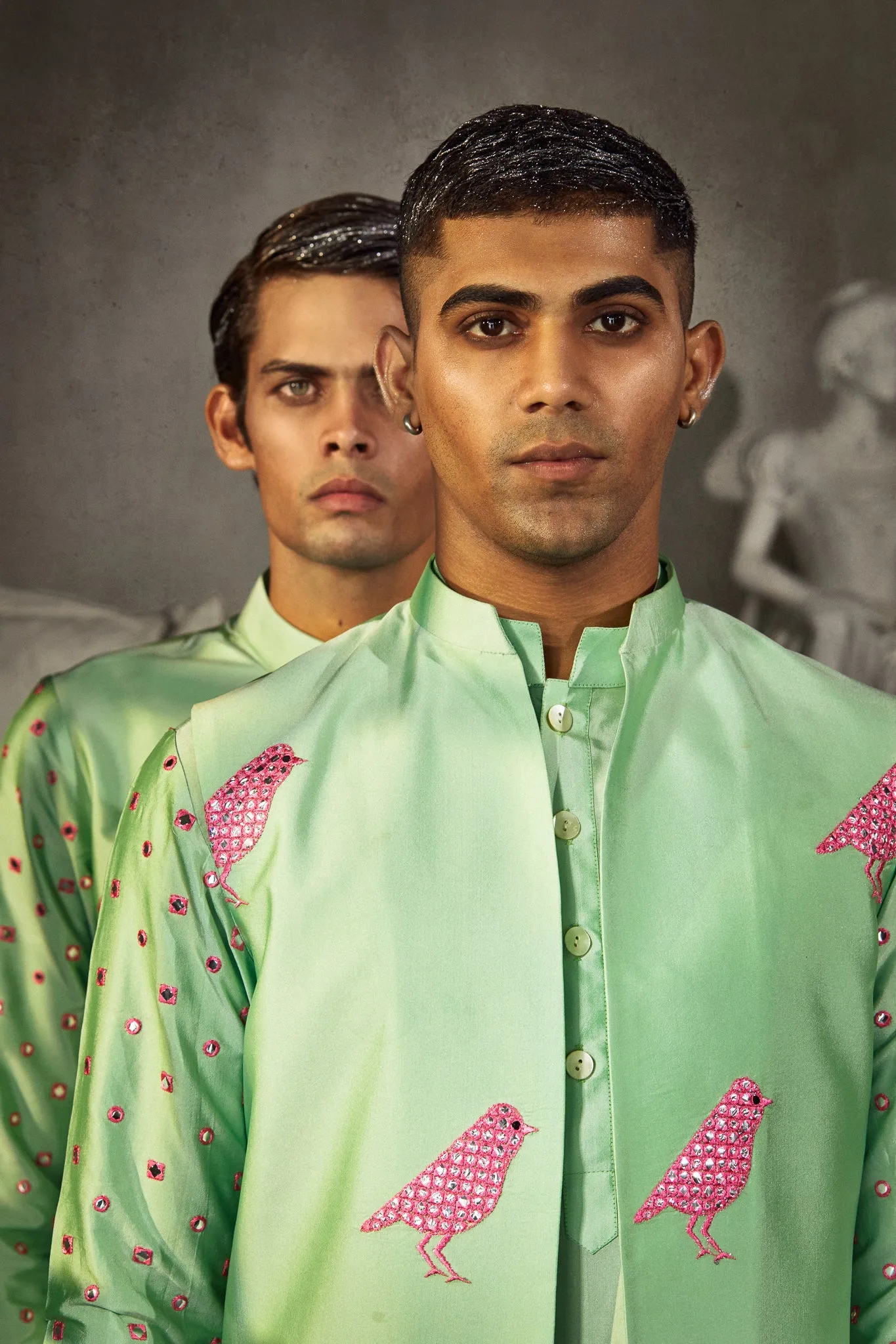 Tabir -  Foil Mirror & Silk - Nehru Jacket Set