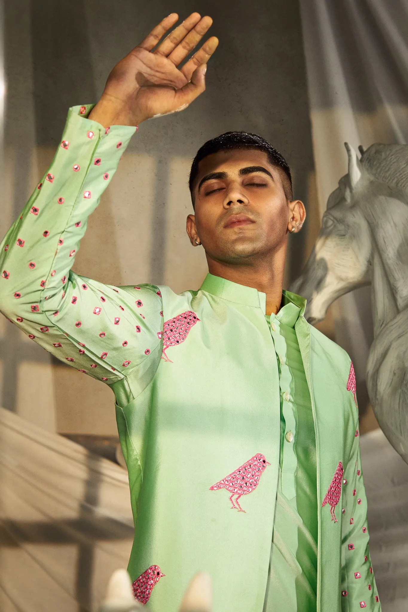 Tabir -  Foil Mirror & Silk - Nehru Jacket Set