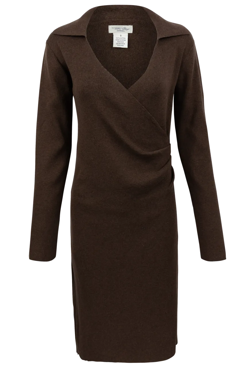 Tasha Polizzi Chocolate Knit Wrap Dress