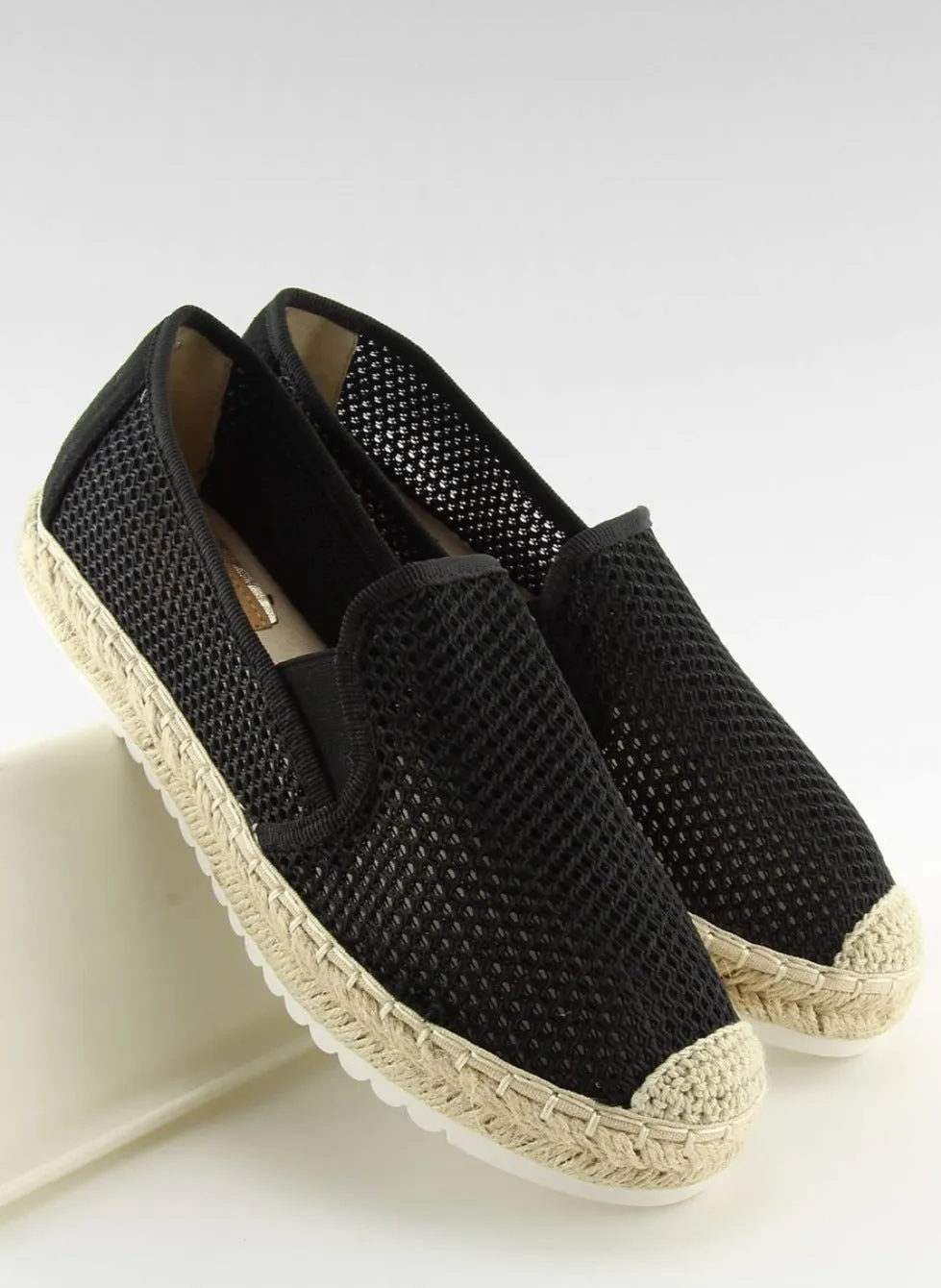 TEEK - Black Mesh Espadrille Shoes