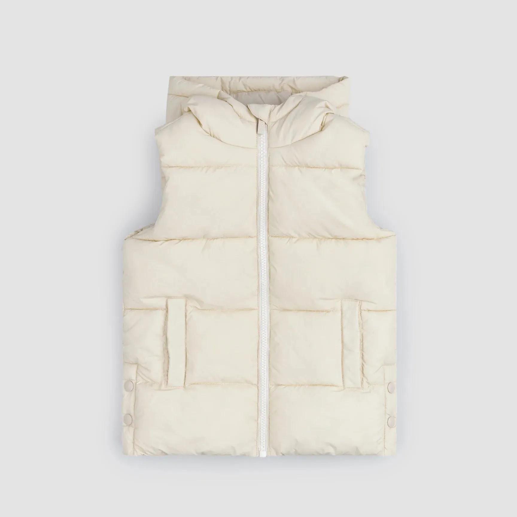 The Birch Hooded Quilted Vest - Beige - KIDS