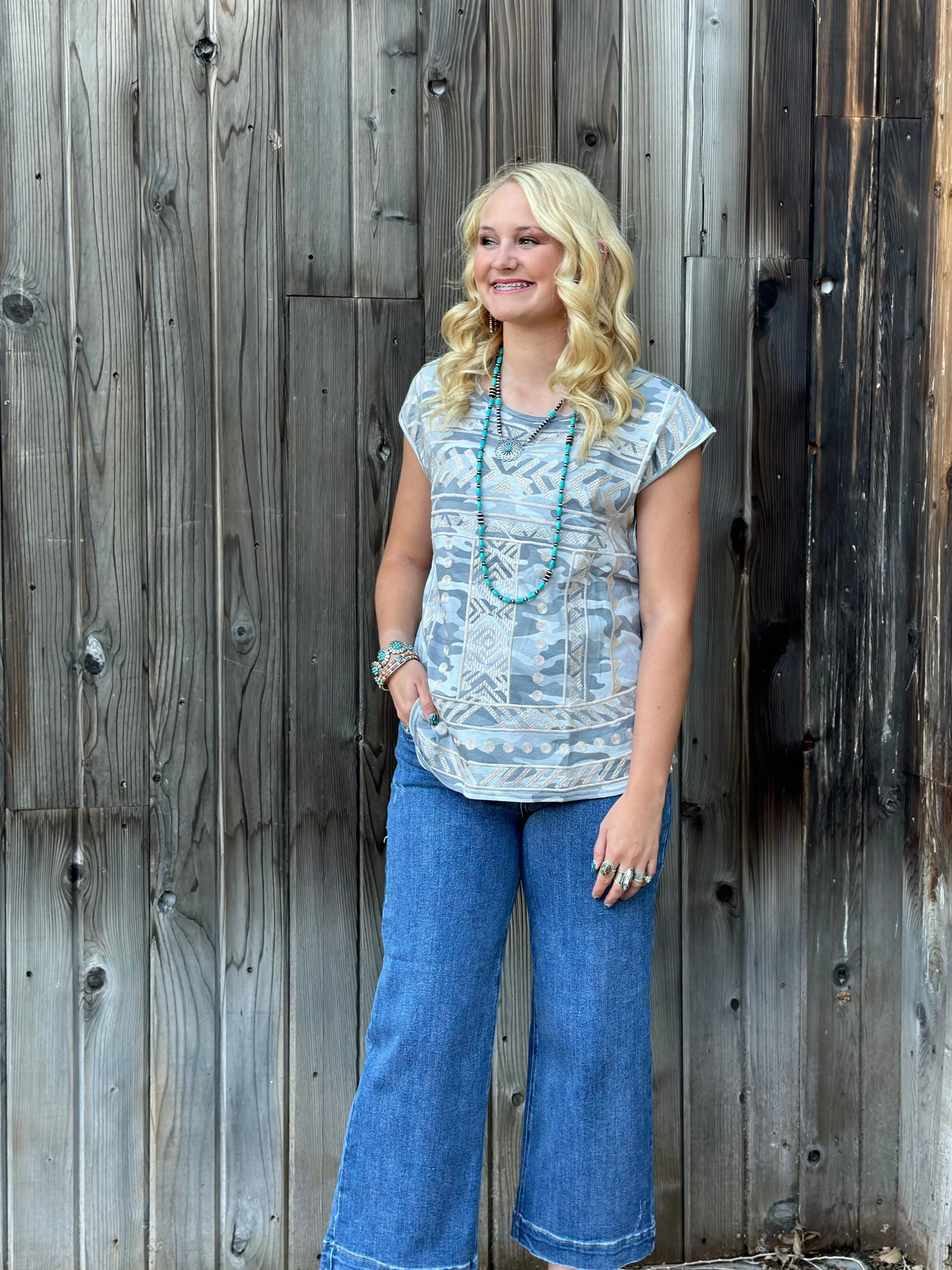 The Embroidered All Over Camo Top