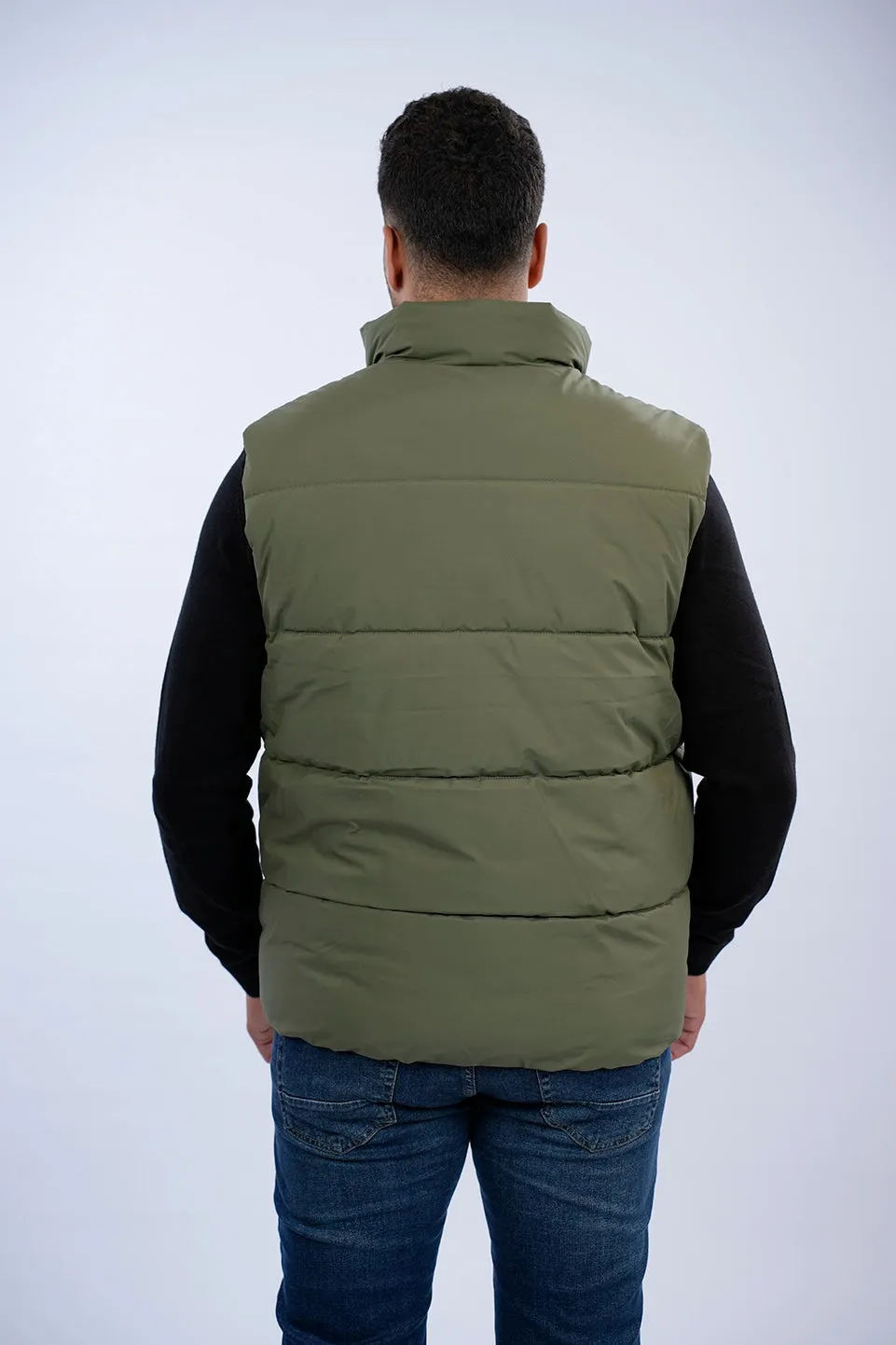 Tom Tailor Olive Puffer Vest With A Logo