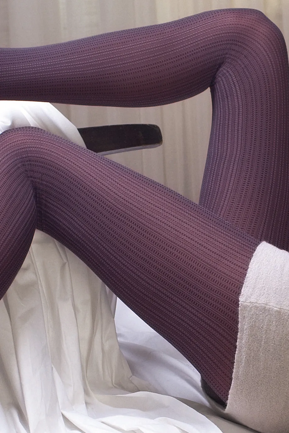 TRASPARENZE NERIDA Vertical Stripes Tights Sangria Bordeaux