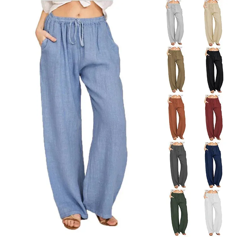 Trendy Loose-Fit Casual Cotton-Linen Pants for Women